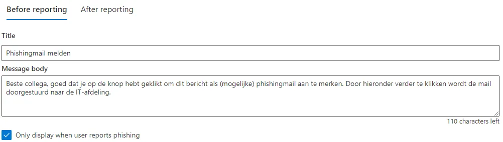 Bericht instellen voor het melden